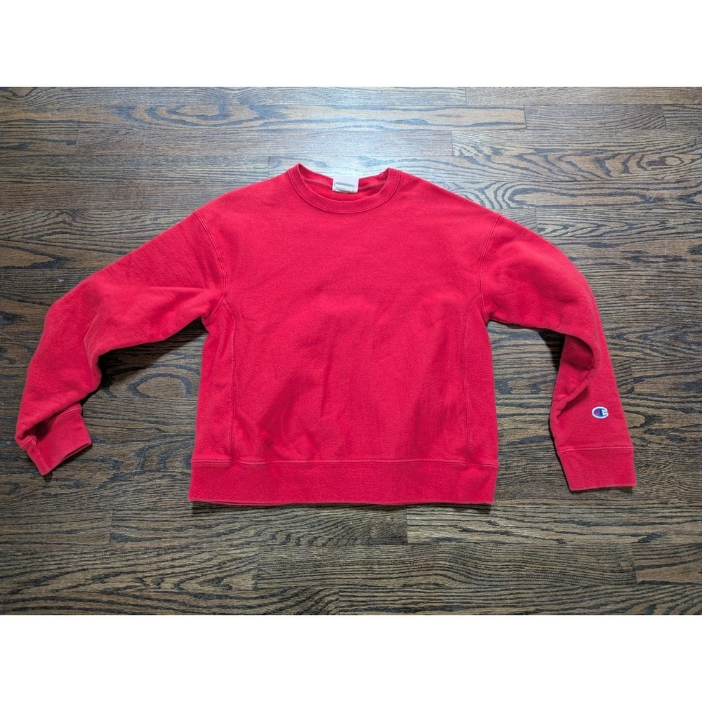 Champion Sweatshirt men's Size M Medium Red Reverse Weave Crew Neck Fleece